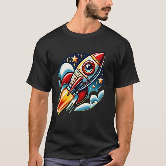 Ruimteraket. s Retro Start s Buitenruimte T-shirt (Voorkant)