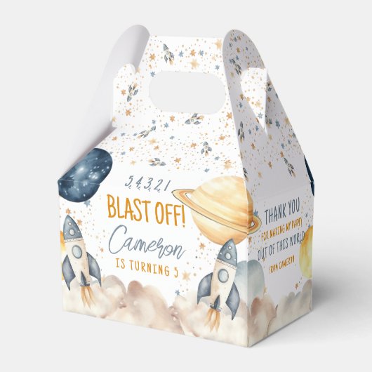 Ruimteraket Schip Outer Space Verjaardagsfeest Bedankdoosjes (Achterkant)