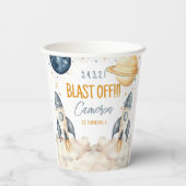 Ruimteraket Schip Outer Space Verjaardagsfeest Papieren Bekers (Achterkant)