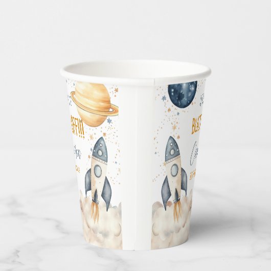 Ruimteraket Schip Outer Space Verjaardagsfeest Papieren Bekers (Rechts)