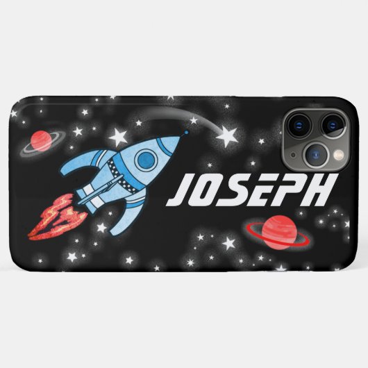 Ruimteraket zwarte jongensnaam Case-Mate iPhone case (Achterkant (horizontaal))