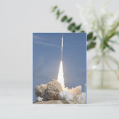 Ruimteraketlancering, ontploffing uit feestdagenkaart (Staand voorkant)