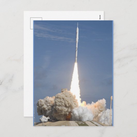 Ruimteraketlancering, ontploffing uit feestdagenkaart (Voorkant / Achterkant)