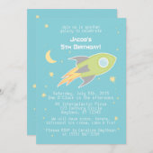 Ruimteraketschip Cyborg Blue Invitations Kaart (Voorkant / Achterkant)