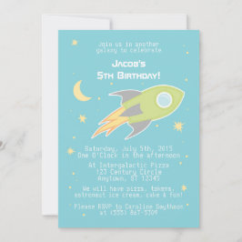 Ruimteraketschip Cyborg Blue Invitations Kaart