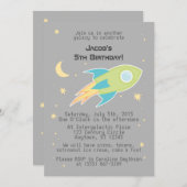 Ruimteraketschip Galaxy Grey Uitnodigingen (Voorkant / Achterkant)