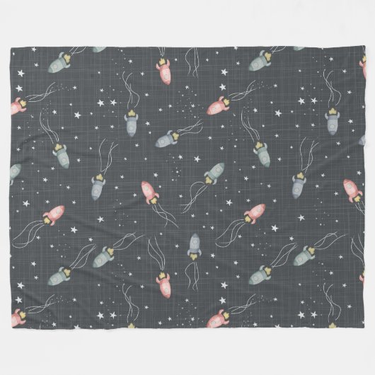 Ruimteraketten Fleece Deken (Voorkant (Horizontaal))