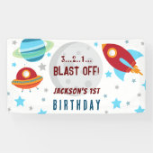 Ruimtereis Rond de Zon 1e Verjaardag Spandoek (Horizontaal)