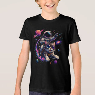 Ruimtereizende kat door de ruimte Tri-Blend shirt