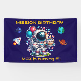 Ruimtereiziger Astronaut Verjaardagsbanner Jongen Spandoek