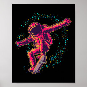 Ruimteschaatsende Kosmonaut Jongens Kinderen Cadea Poster