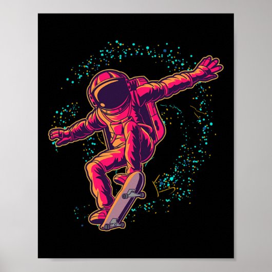 Ruimteschaatsende Kosmonaut Jongens Kinderen Cadea Poster (Voorkant)
