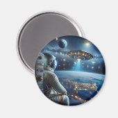 Ruimteschepen en een astronaut in de ruimte magneet (Voorkant / Achterkant)