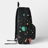 Ruimteschepen en planeten op zwart bedrukte rugzak (Links)