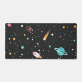 Ruimteschepen en planeten op zwart bureaumat (Voorkant)
