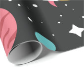 Ruimteschepen en planeten op zwart cadeaupapier (Rol Hoek)