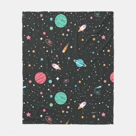 Ruimteschepen en sterren fleece deken (Voorkant)