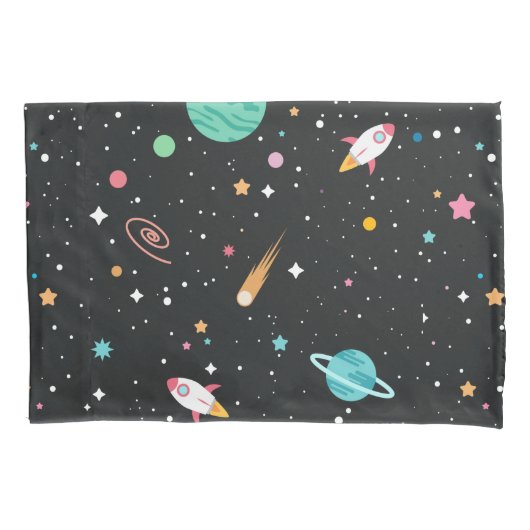 Ruimteschepen en sterren kussensloop (Voorkant-Links)