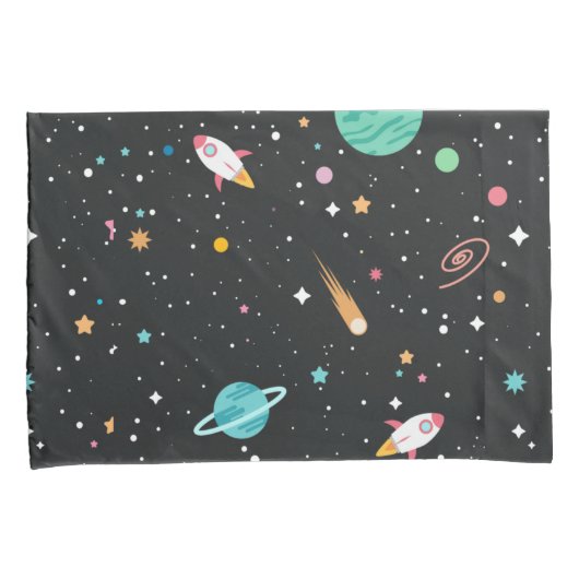 Ruimteschepen en sterren kussensloop (Voorkant-Rechts)