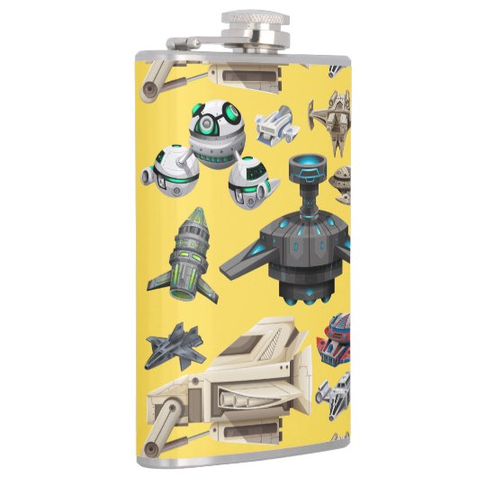 Ruimteschepen, robots en druppelflessen heupfles (Rechts)