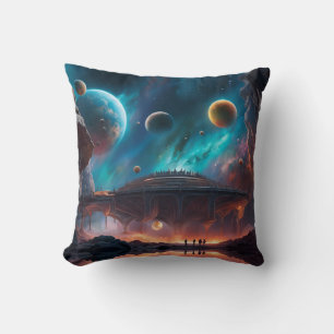 Ruimteschip aan boord op een andere planeet kussen