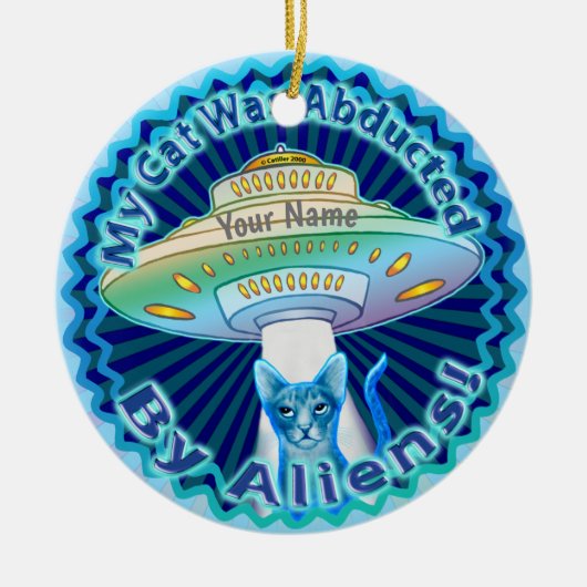 Ruimteschip Alien Cat Abduction custom ornament (Voorkant)