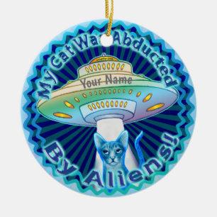 Ruimteschip Alien Kat Ontvoering ornament