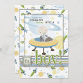 Ruimteschip Astronaut Baby Shower Invitaties Kaart (Voorkant / Achterkant)