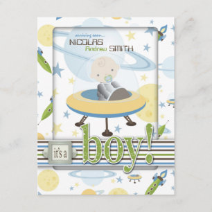 Ruimteschip Astronaut Baby Shower Invitaties Kaart