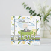 Ruimteschip Astronaut Baby Shower Invitaties Kaart (Staand voorkant)