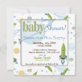 Ruimteschip Astronaut Baby Shower Invitaties Kaart (Achterkant)
