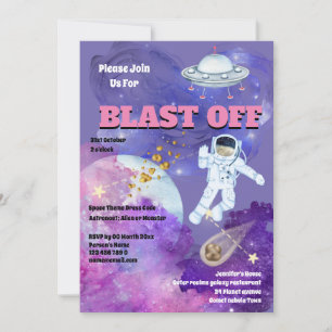 Ruimteschip astronaut roze paars meisjes ruimte kaart