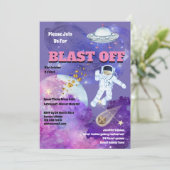 Ruimteschip astronaut roze paarse meisjes ruimte kaart (Staand voorkant)