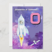 Ruimteschip astronaut roze paarse meisjes ruimte kaart (Achterkant)