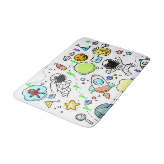 Ruimteschip astronauten Aliens Bathroom Bath Mat (Gekanteld)