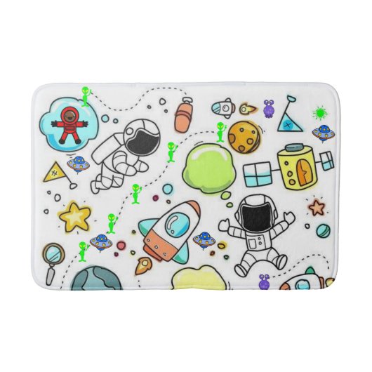 Ruimteschip astronauten Aliens Bathroom Bath Mat (Voorkant)