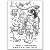 Ruimteschip astronauten horen een knok bij de Cart Sticker (Voorkant)