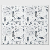 Ruimteschip Astronauten Zonnestelsel Wrapping Papi Cadeaupapier (Vlak)