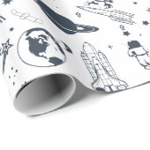 Ruimteschip Astronauten Zonnestelsel Wrapping Papi Cadeaupapier (Rol Hoek)