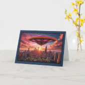 Ruimteschip boven de Kaart van Chicago Boy (Gele Bloem)