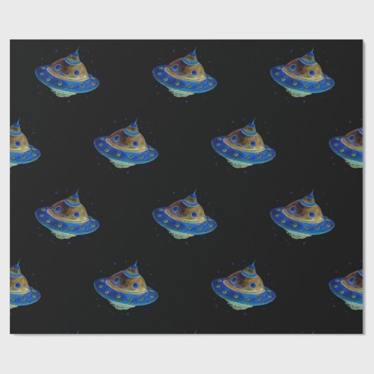 ruimteschip cadeaupapier (Vlak)