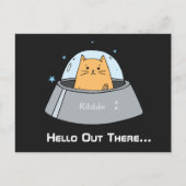 Ruimteschip Cat Gepersonaliseerd Briefkaart (Voorkant)