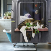 Ruimteschip Cat Sci-Fi Schattige Douchegordijn