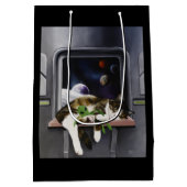 Ruimteschip Cat Sci-Fi Schattige Medium Cadeauzakje (Achterkant)