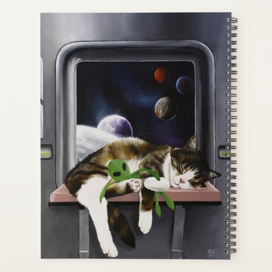 Ruimteschip Cat Sci-Fi Schattige Planner (Achterkant)