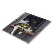 Ruimteschip Cat Sci-Fi Schattige Tegeltje (Zijkant)