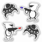 Ruimteschip en Aliens met laserPistolen Sticker (Voorkant)