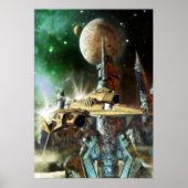 Ruimteschip en buitenaardse planeet poster (Voorkant)