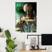 Ruimteschip en buitenaardse planeet poster (Thuiskantoor)