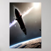 Ruimteschip en planeet | AI Art Poster (Voorkant)